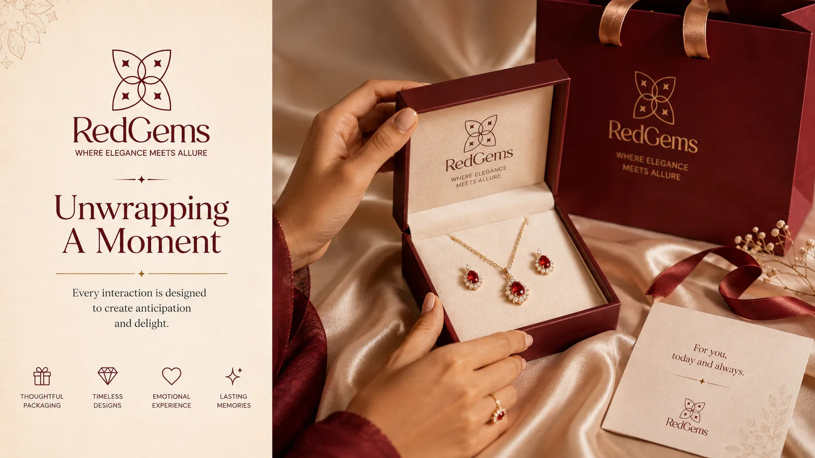 Red Gems — Logo and Branding packaging & visual design mockup 11 by Raghav Chopra